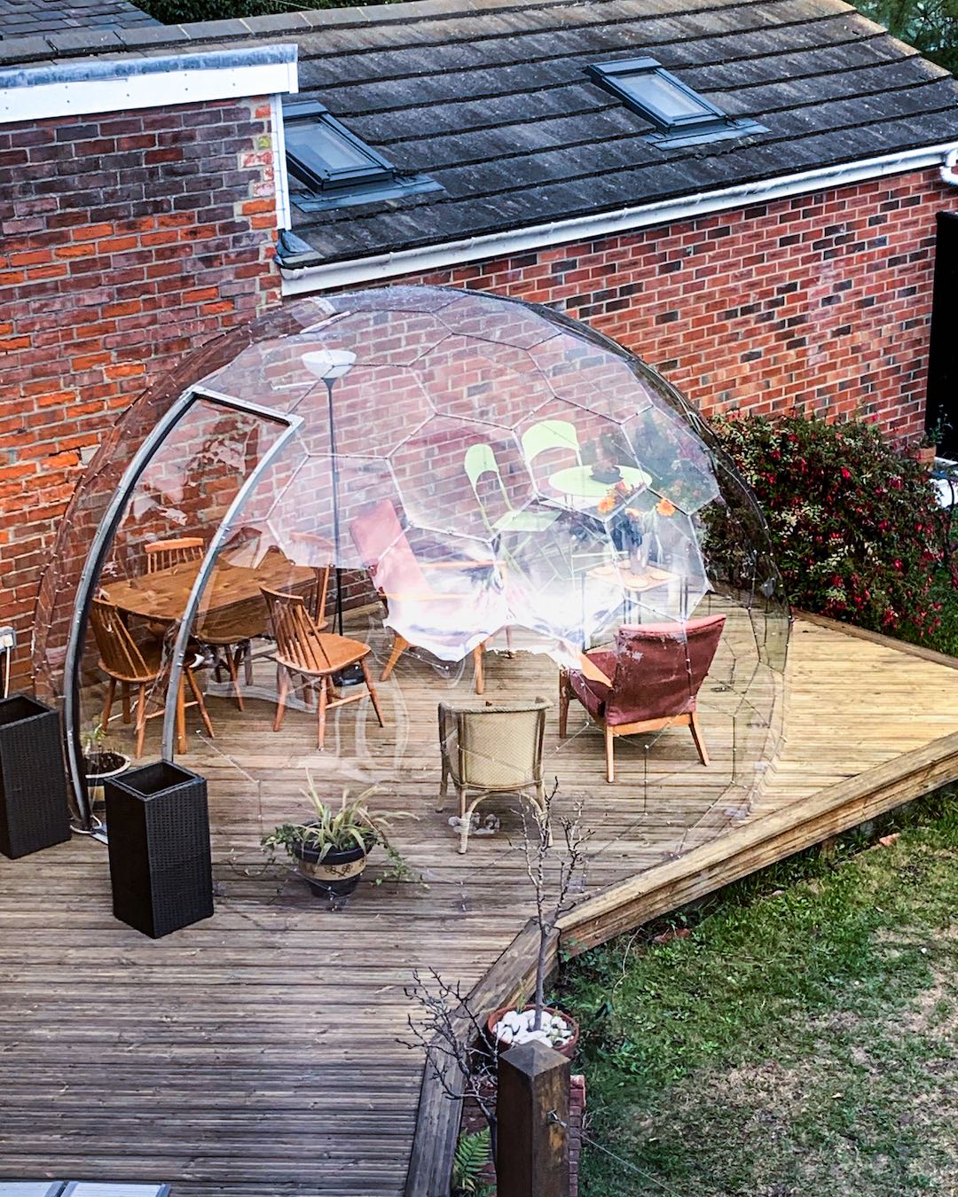 Clear garden pod seen from above