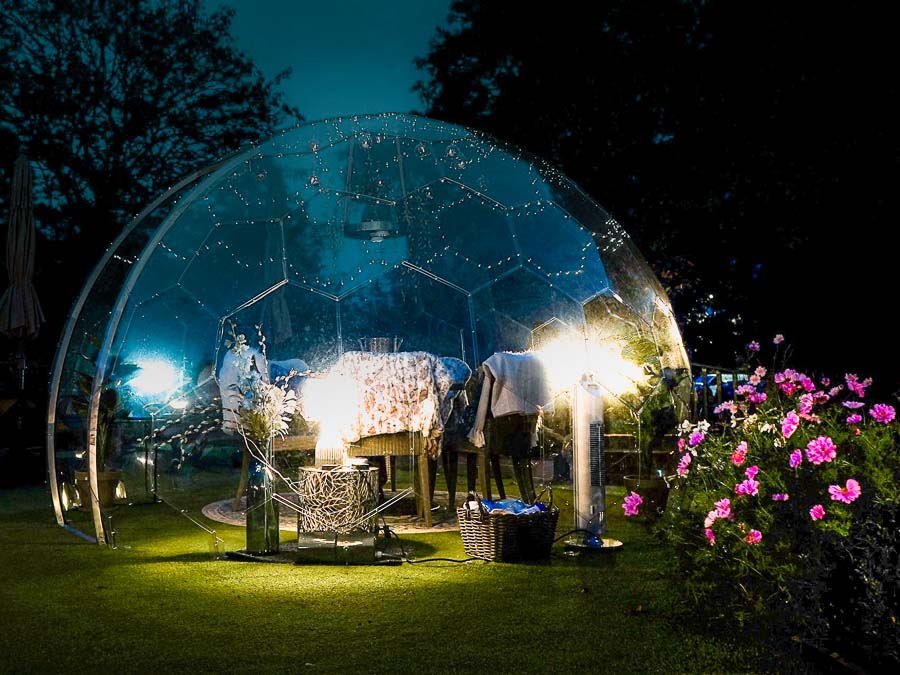 Outdoor living space by night