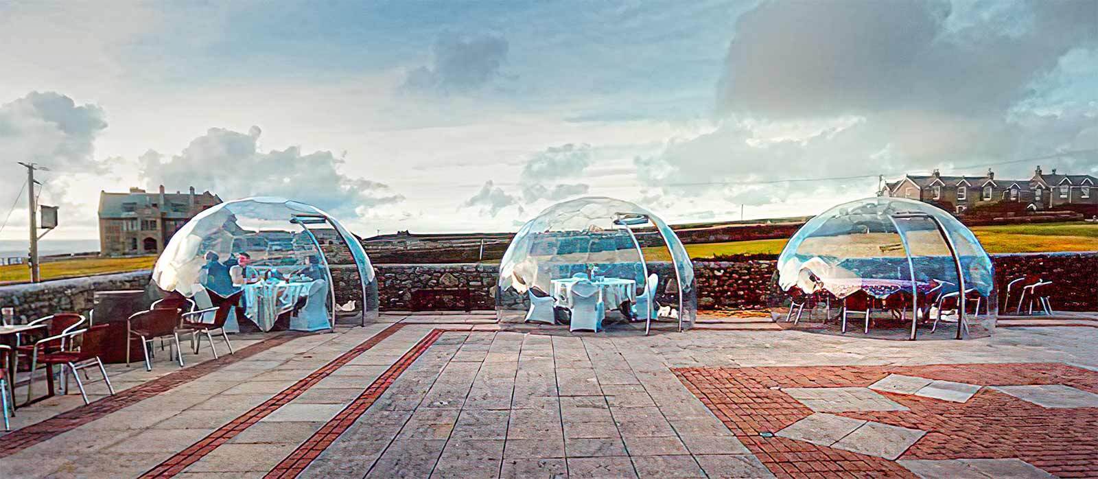 Cape Cornwall Club Dining Pods - panoramic view