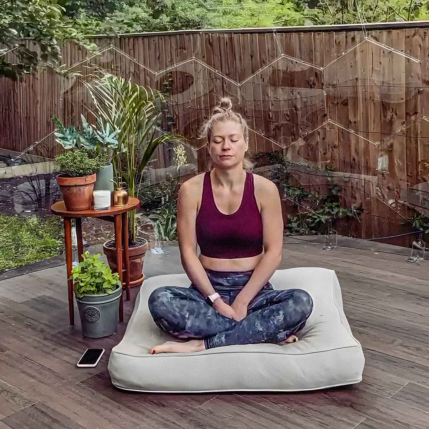 Meditation in yoga room
