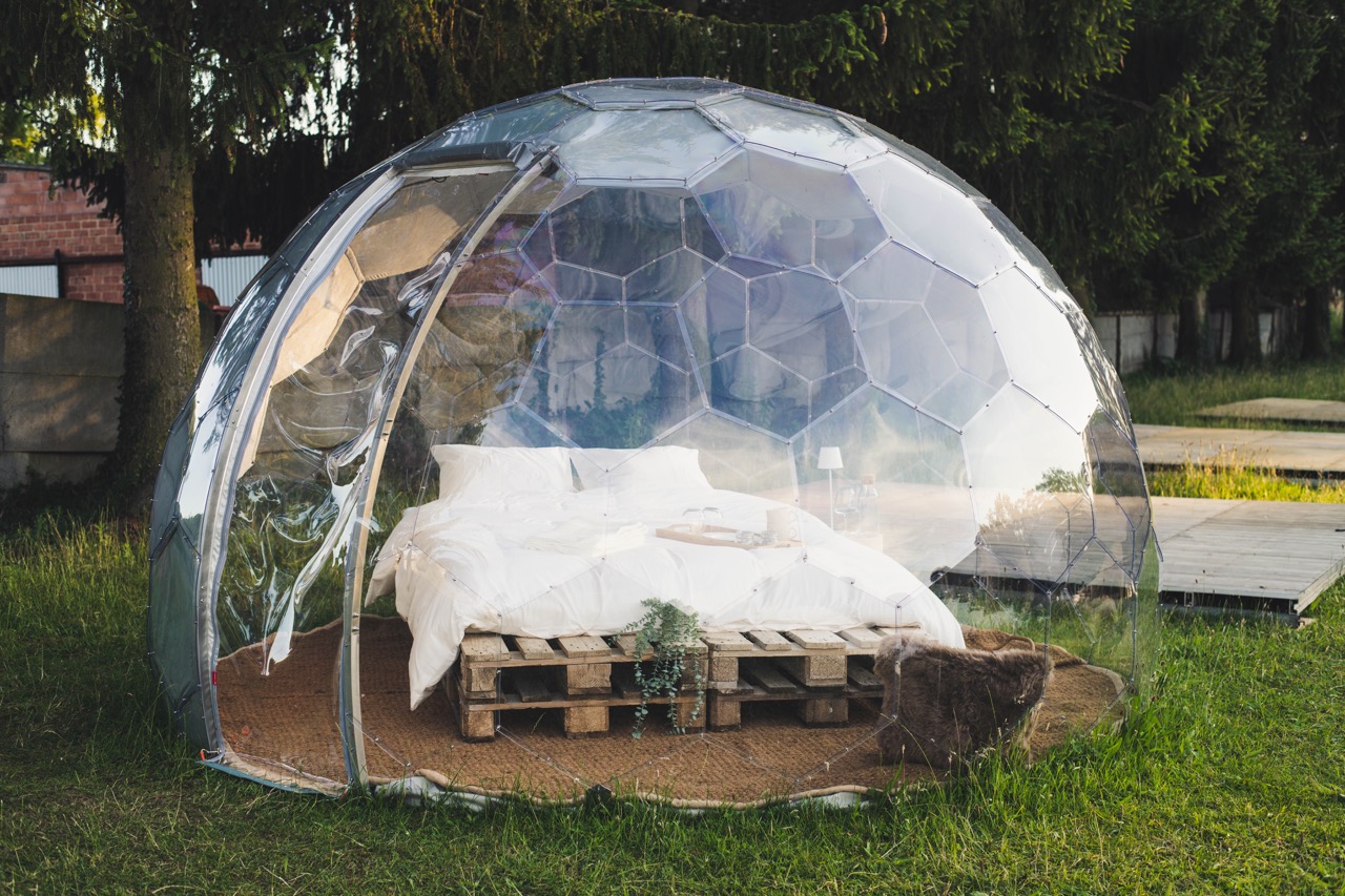 Transparent glamping pod