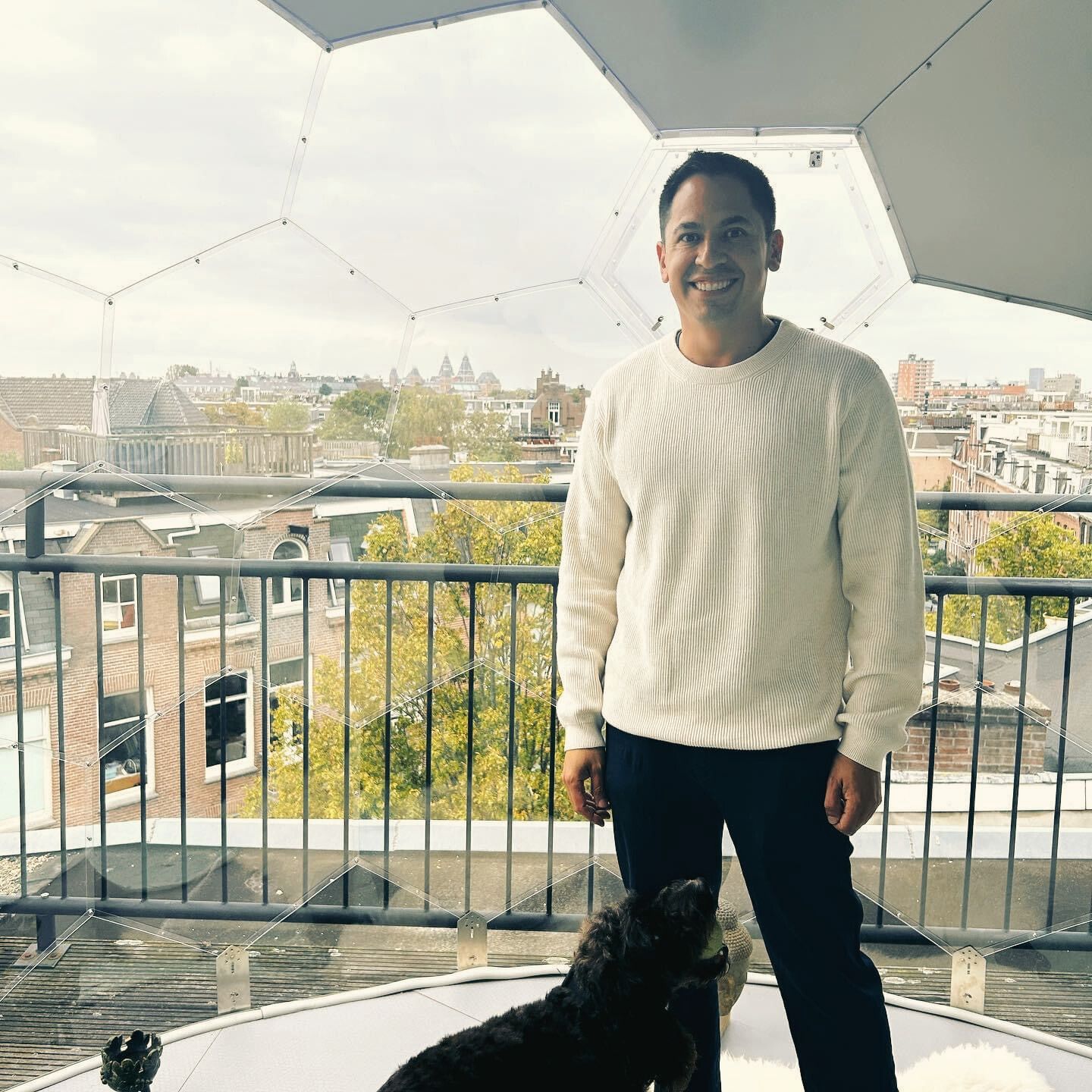 Omar Ramirez inside his mirror Amsterdome