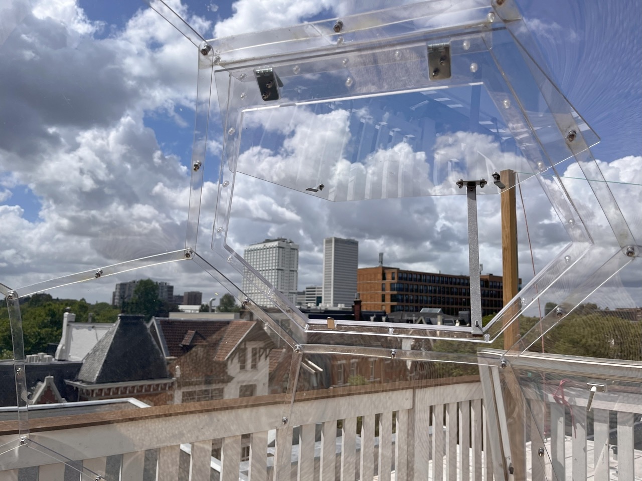A wonderful urban view from the rooftop dome in Rotterdam