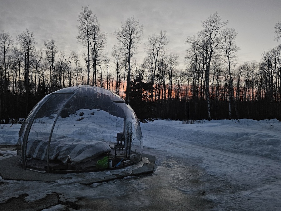 bedroom dome in a snow