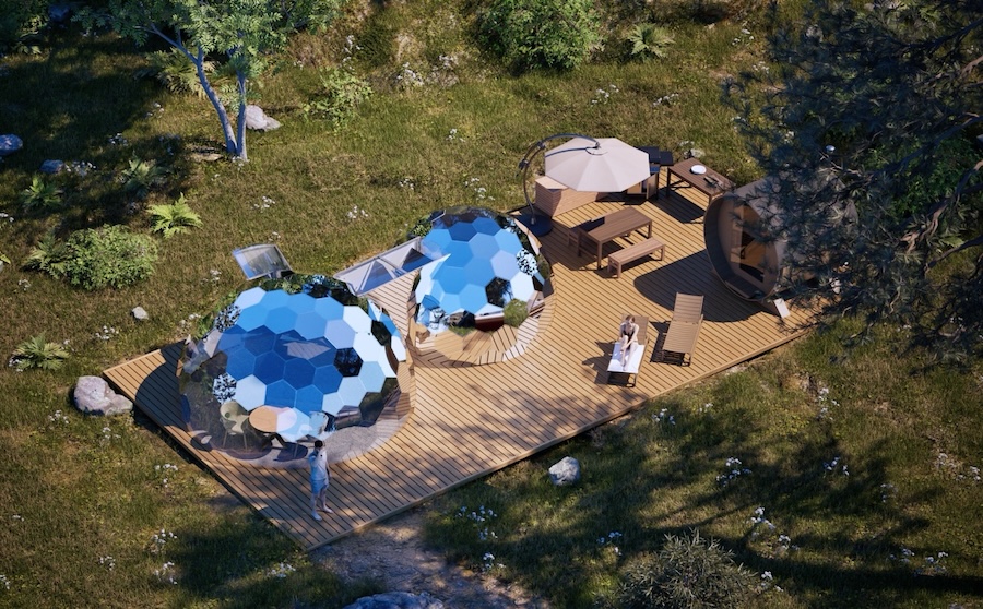 mirror multi-dome setups for glamping