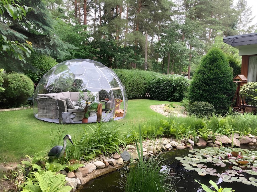 hexagon geodesic dome in the backyard