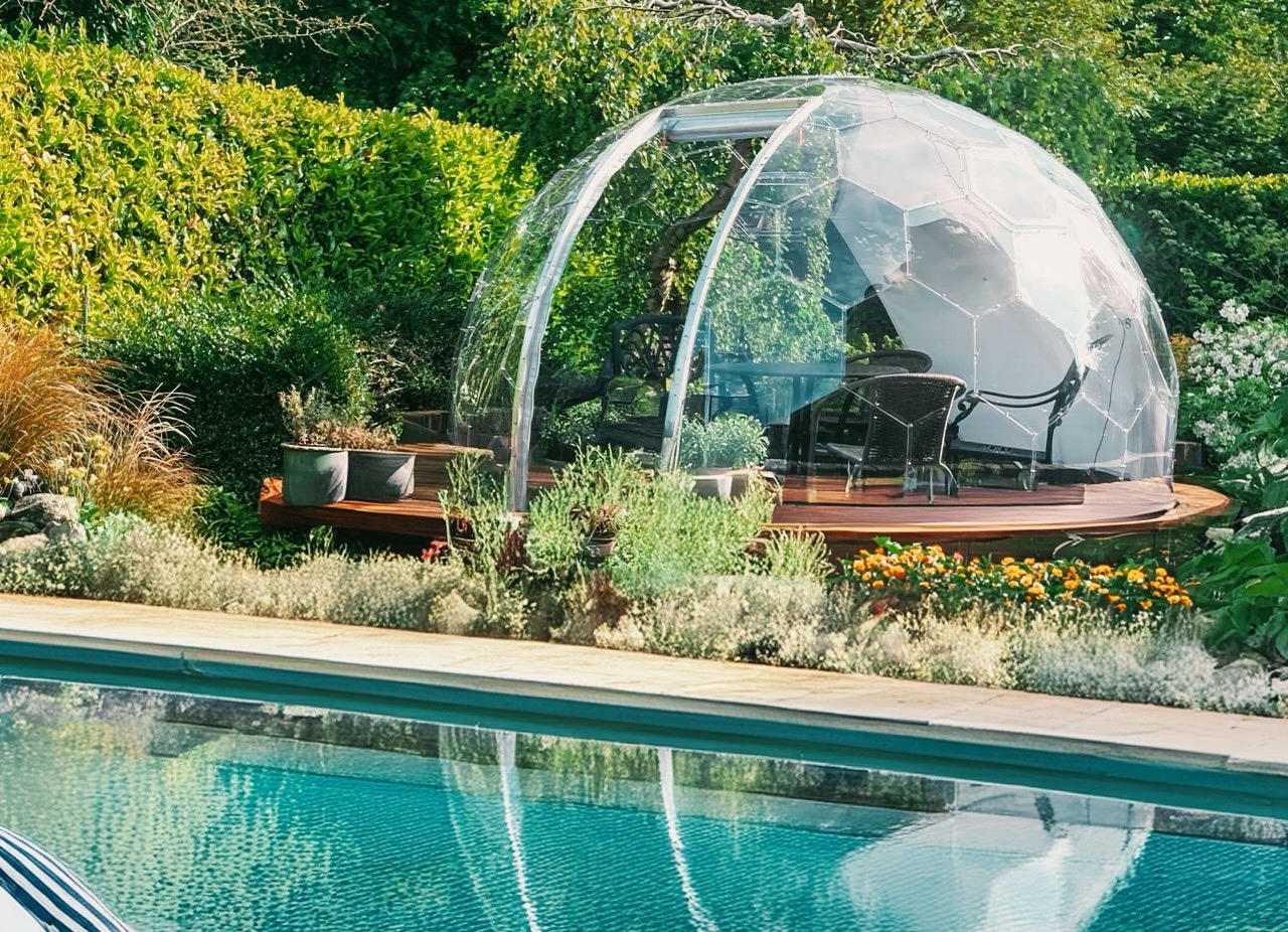 Clear Hypedome next to the pool